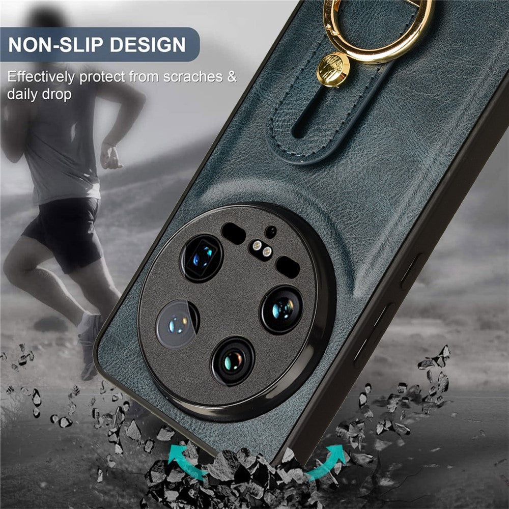 For Xiaomi 14 Ultra Case PU Leather+PC+TPU Wristband Kickstand Drop-proof Phone Cover