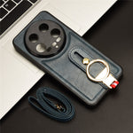 For Xiaomi 14 Ultra Case PU Leather+PC+TPU Wristband Kickstand Drop-proof Phone Cover