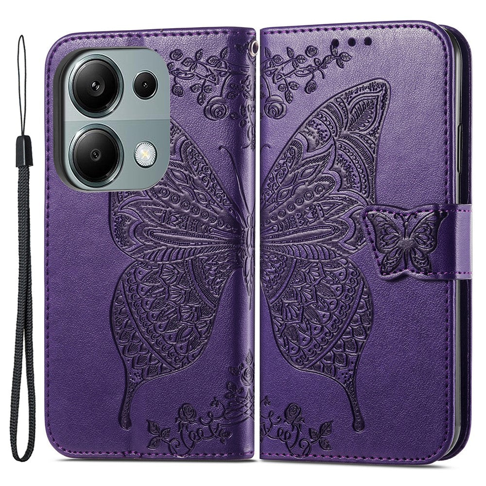 Xiaomi Redmi Note 13 Pro 4G / Poco M6 Pro 4G mobilskal Fjärilstryckt Fodral med Korthållare