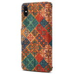 Til iPhone XS Max etui med blomsterprint, pung og beskyttende telefonlædercover