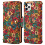 For iPhone 11 Pro Max Floral Phone Case PU Leather Wallet Full Protection Cover
