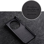 MELKCO Cellphone Case for Xiaomi 13 Pro 5G , Genuine Cow Leather Coated PC Anti-Drop Cover
