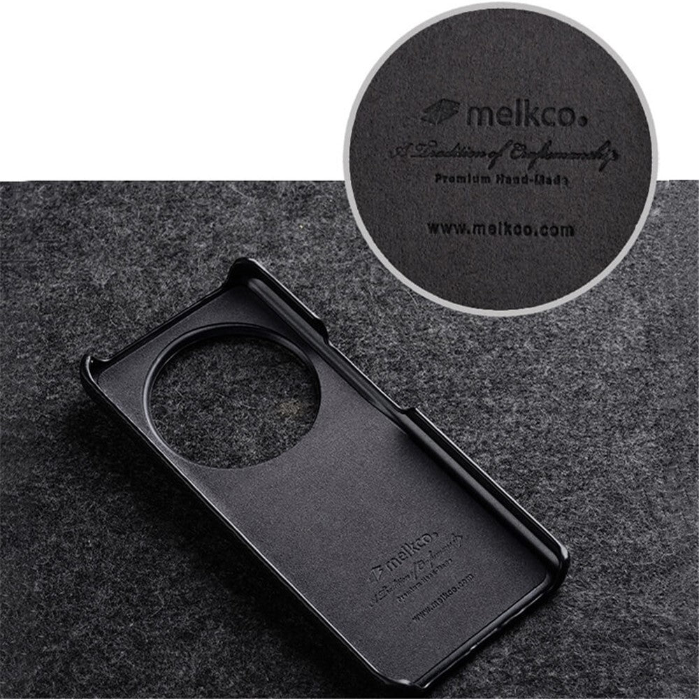 MELKCO Cellphone Case for Xiaomi 13 Pro 5G , Genuine Cow Leather Coated PC Anti-Drop Cover