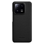 MELKCO Cellphone Case for Xiaomi 13 Pro 5G , Genuine Cow Leather Coated PC Anti-Drop Cover