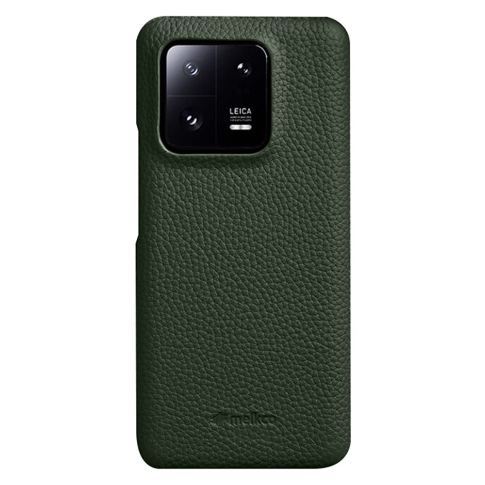 MELKCO Cellphone Case for Xiaomi 13 Pro 5G , Genuine Cow Leather Coated PC Anti-Drop Cover