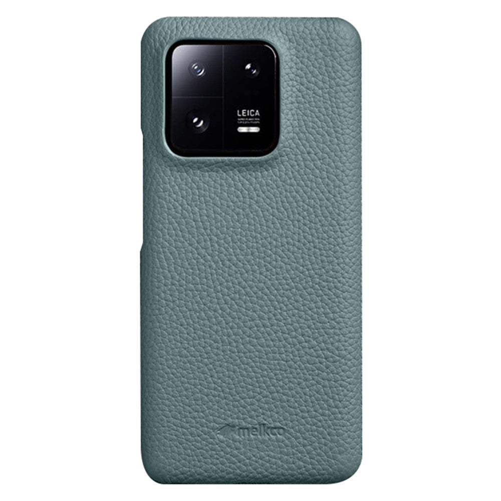 MELKCO Cellphone Case for Xiaomi 13 Pro 5G , Genuine Cow Leather Coated PC Anti-Drop Cover