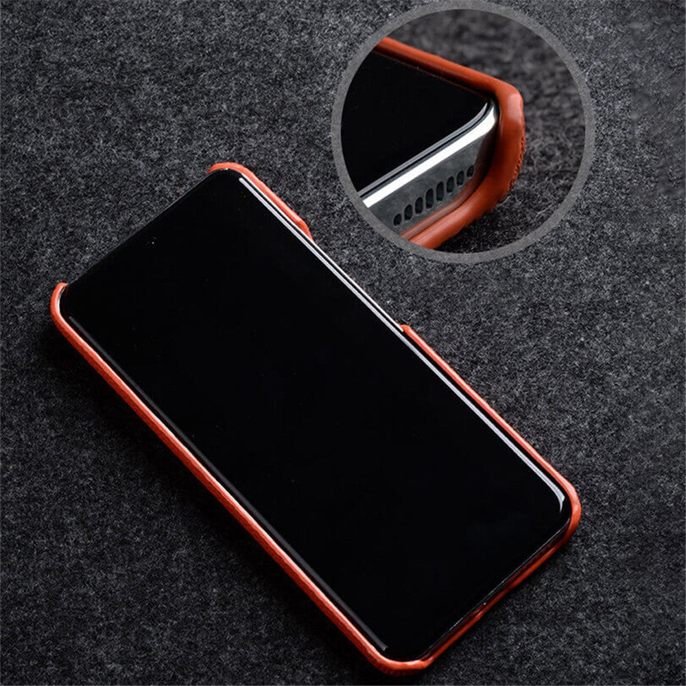 MELKCO Cellphone Case for Xiaomi 14 Ultra , Genuine Cow Leather Coated PC Incomplete Back Cover