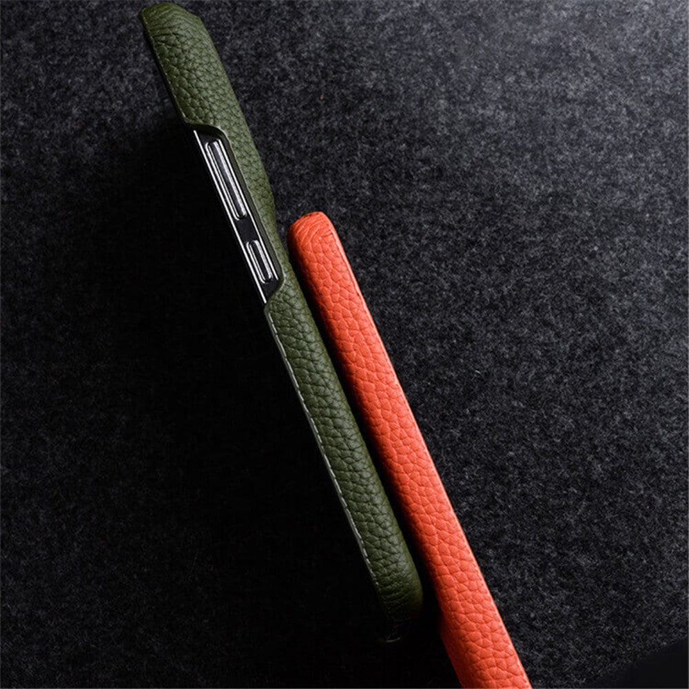 MELKCO Cellphone Case for Xiaomi 14 Ultra , Genuine Cow Leather Coated PC Incomplete Back Cover