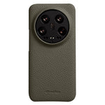 MELKCO Cellphone Case for Xiaomi 14 Ultra , Genuine Cow Leather Coated PC Incomplete Back Cover