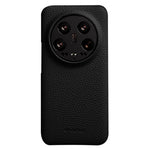 MELKCO Cellphone Case for Xiaomi 14 Ultra , Genuine Cow Leather Coated PC Incomplete Back Cover