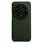 MELKCO Cellphone Case for Xiaomi 14 Ultra , Genuine Cow Leather Coated PC Incomplete Back Cover