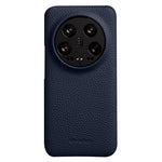 MELKCO Cellphone Case for Xiaomi 14 Ultra , Genuine Cow Leather Coated PC Incomplete Back Cover