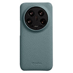 MELKCO Cellphone Case for Xiaomi 14 Ultra , Genuine Cow Leather Coated PC Incomplete Back Cover