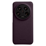 MELKCO Cellphone Case for Xiaomi 14 Ultra , Genuine Cow Leather Coated PC Incomplete Back Cover