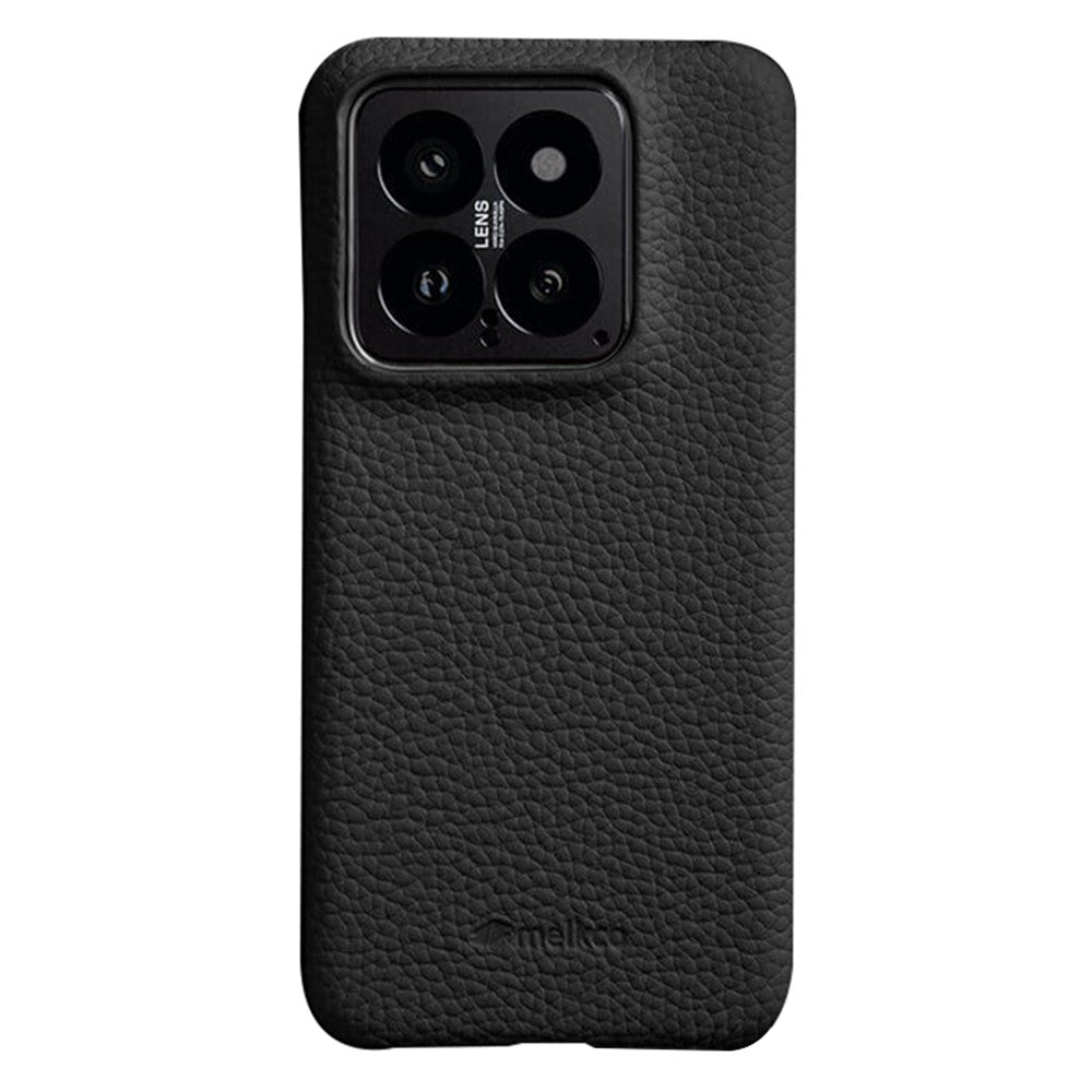 MELKCO For Xiaomi 14 Phone Case Incomplete Edge Genuine Cow Leather Coated PC Cover