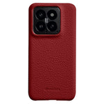 MELKCO For Xiaomi 14 Phone Case Incomplete Edge Genuine Cow Leather Coated PC Cover