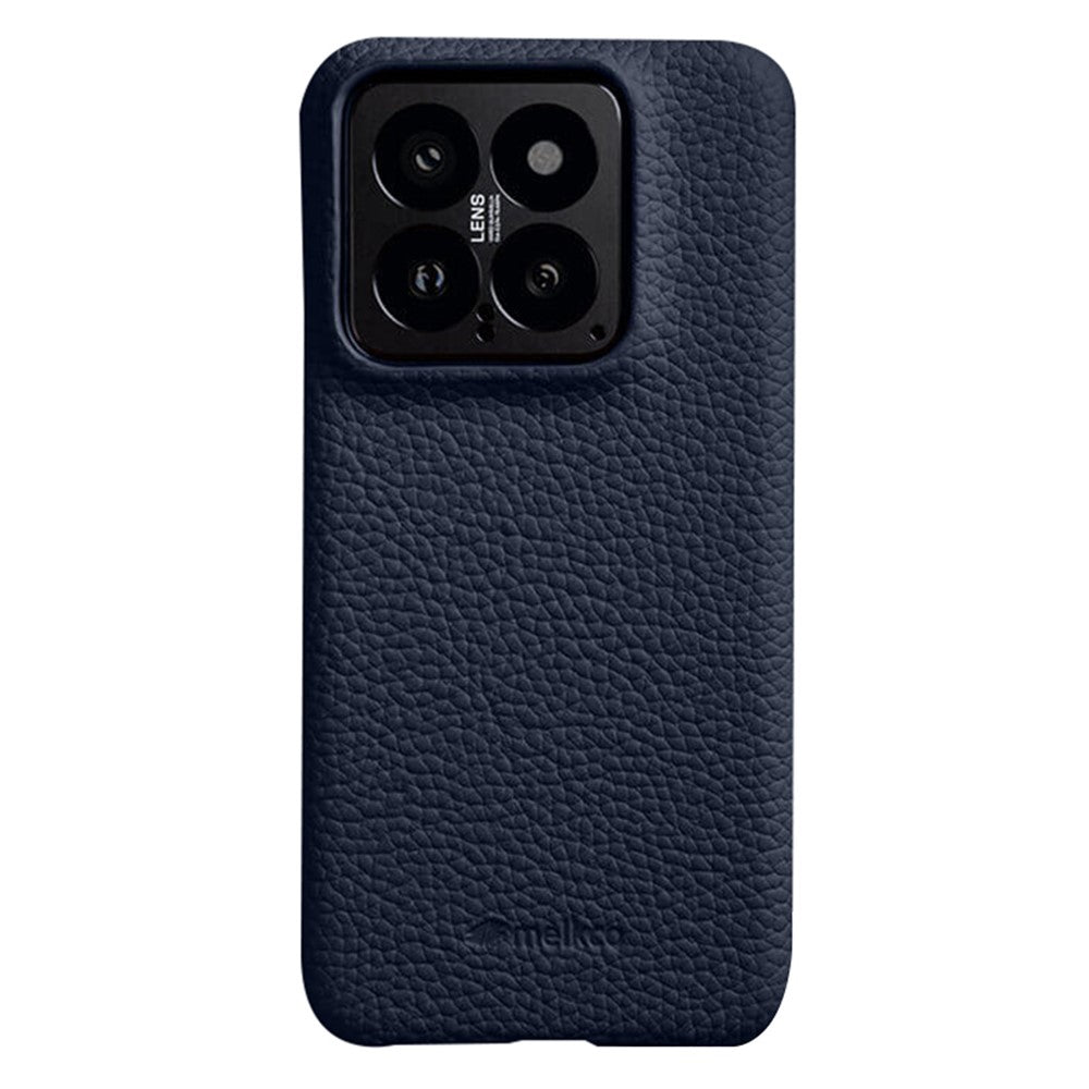 MELKCO For Xiaomi 14 Phone Case Incomplete Edge Genuine Cow Leather Coated PC Cover