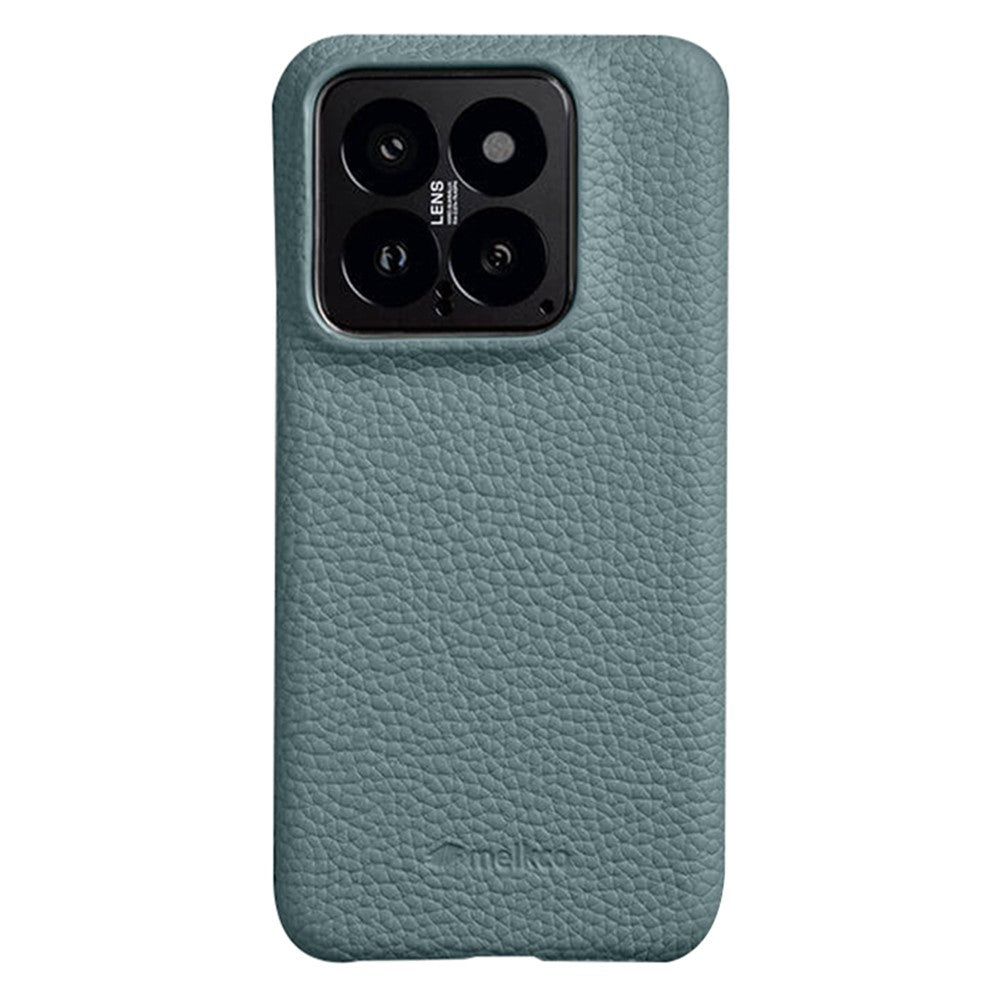 MELKCO för Xiaomi 14 mobilskal med ofullständig kant, äkta koläder, belagt PC-fodral