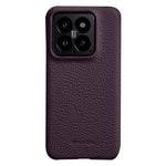MELKCO For Xiaomi 14 Phone Case Incomplete Edge Genuine Cow Leather Coated PC Cover