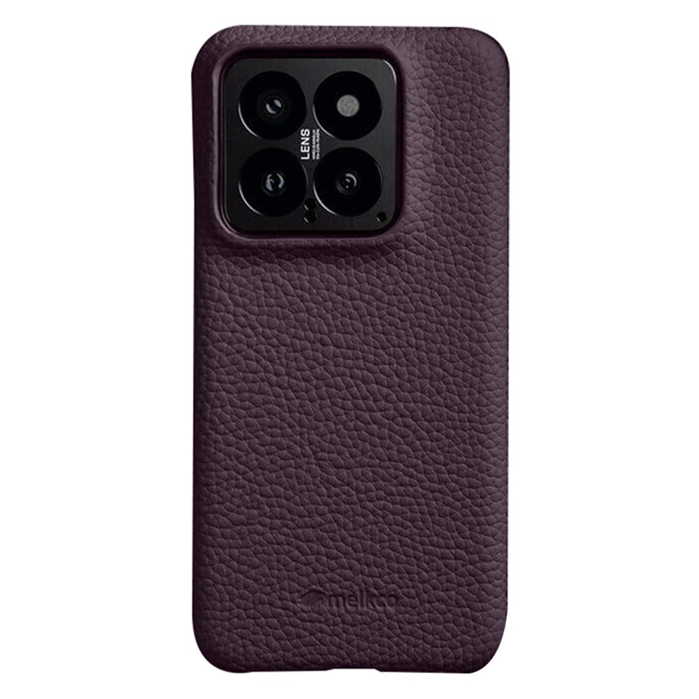 MELKCO For Xiaomi 14 Phone Case Incomplete Edge Genuine Cow Leather Coated PC Cover