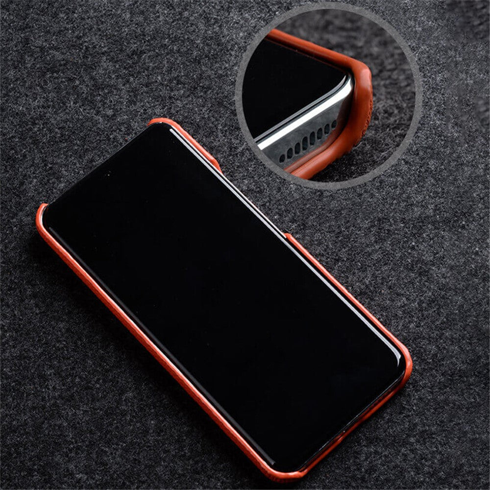 MELKCO For Xiaomi 14 Pro Incomplete Edge Phone Case Genuine Cow Leather Coated PC Cover