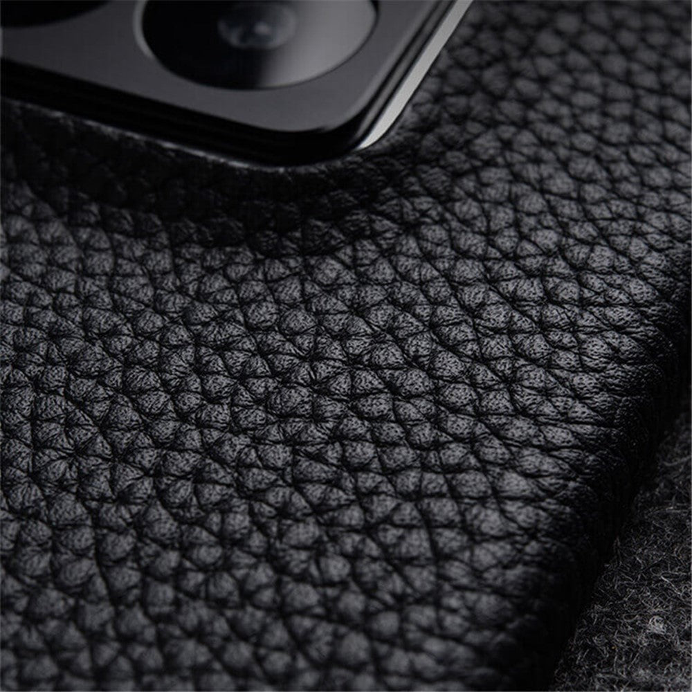 MELKCO For Xiaomi 14 Pro Incomplete Edge Phone Case Genuine Cow Leather Coated PC Cover