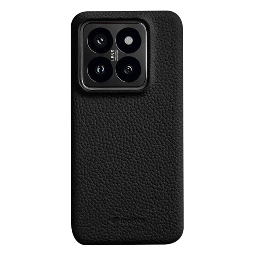 MELKCO For Xiaomi 14 Pro Incomplete Edge Phone Case Genuine Cow Leather Coated PC Cover