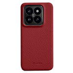 MELKCO For Xiaomi 14 Pro Incomplete Edge Phone Case Genuine Cow Leather Coated PC Cover