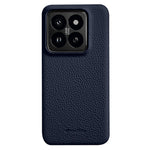 MELKCO For Xiaomi 14 Pro Incomplete Edge Phone Case Genuine Cow Leather Coated PC Cover