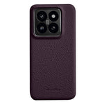 MELKCO For Xiaomi 14 Pro Incomplete Edge Phone Case Genuine Cow Leather Coated PC Cover