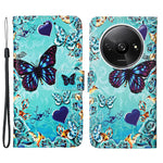 For Xiaomi Redmi A3 / Poco C61 4G Leather Case with Strap and Card Holder Pattern Printing Phone Stand Cover
