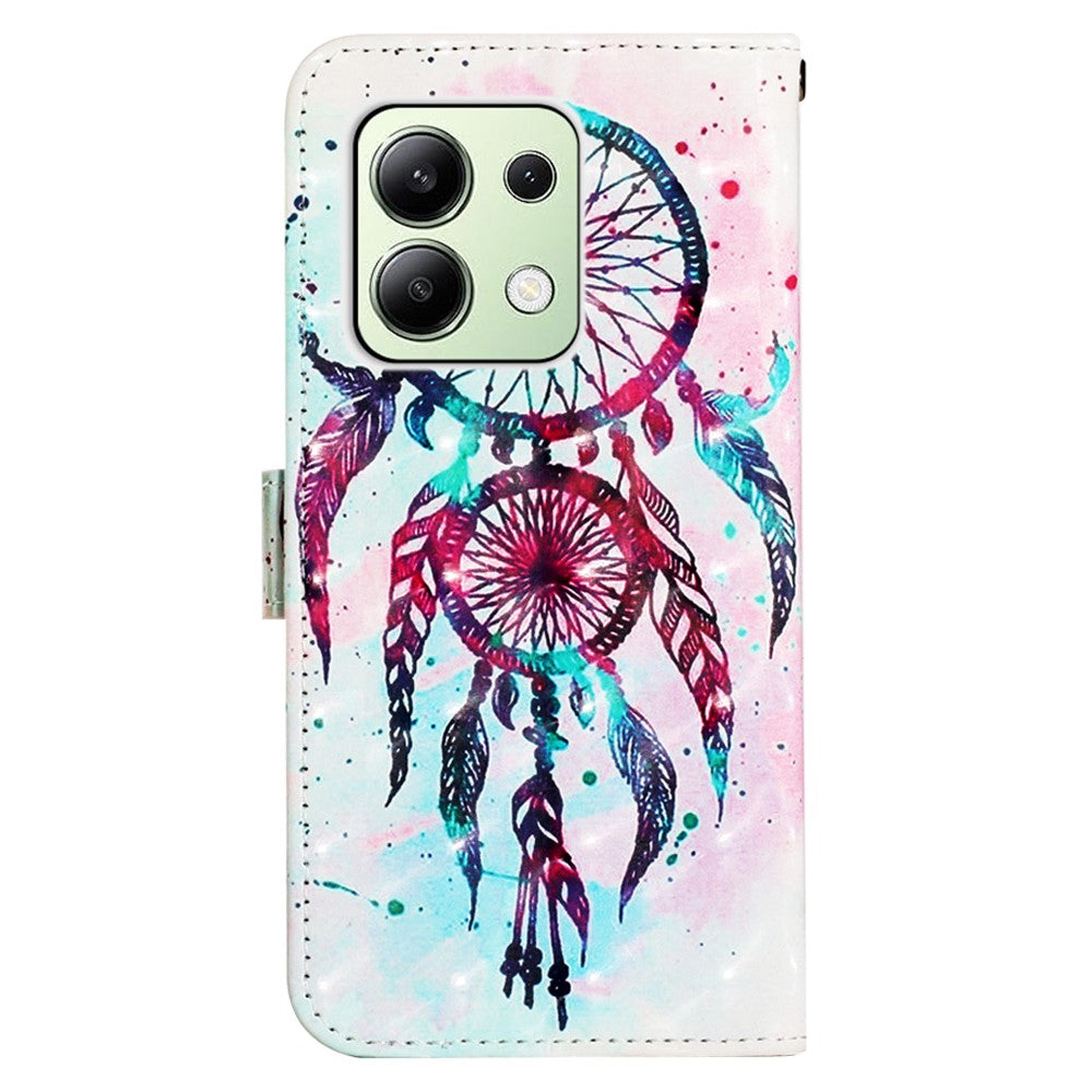 For Xiaomi Redmi Note 13 4G Leather Case 3D Pattern Printing Wallet Stand Mobile Cover with Strap
