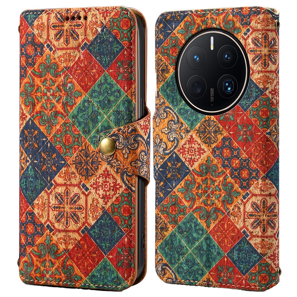 Huawei Mate 50 Pro 4G mobilskal Blommigt Tryck Plånboksfodral Läderfodral med Stativ