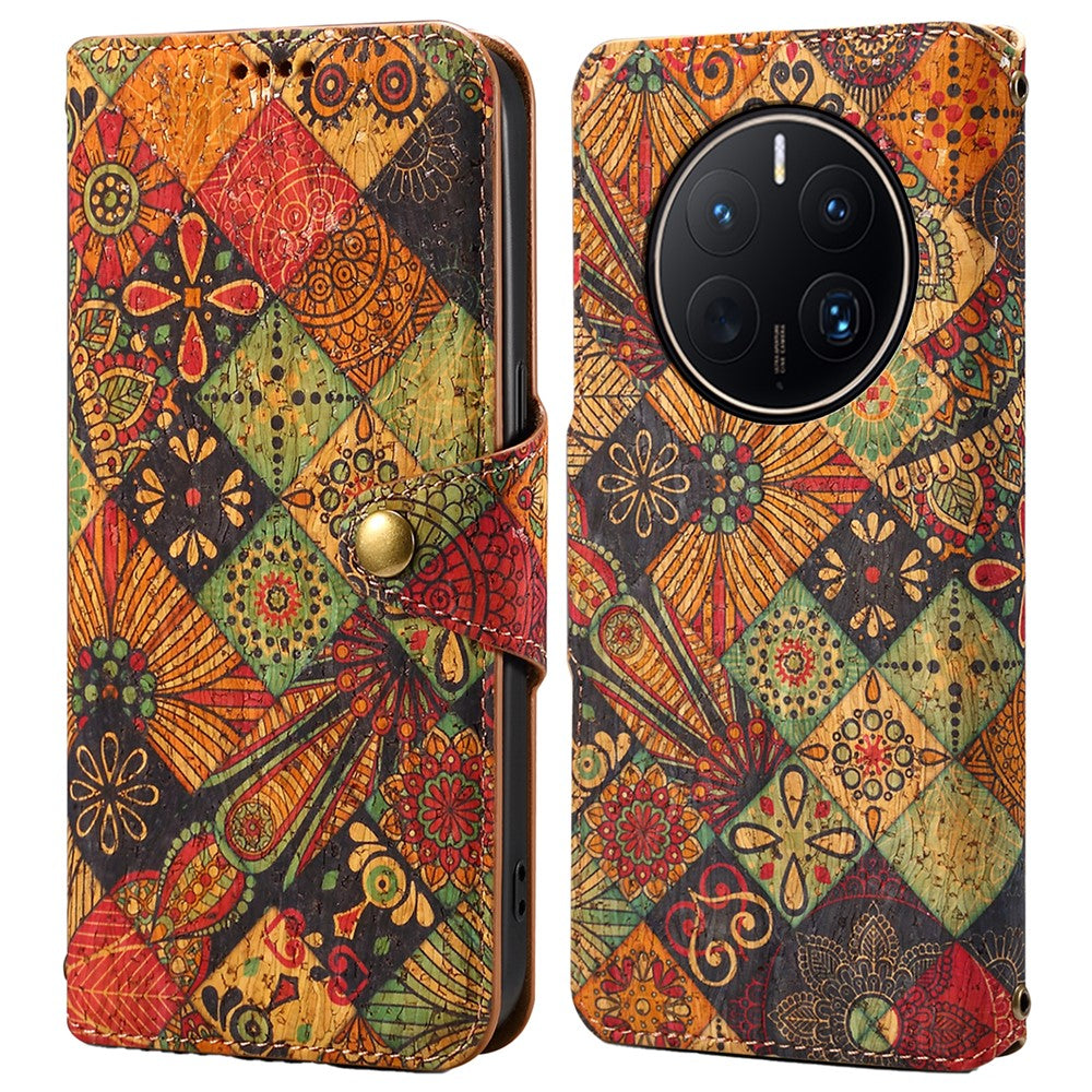 Huawei Mate 50 Pro 4G mobilskal Blommigt Tryck Plånboksfodral Läderfodral med Stativ