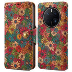 Huawei Mate 50 Pro 4G mobilskal Blommigt Tryck Plånboksfodral Läderfodral med Stativ