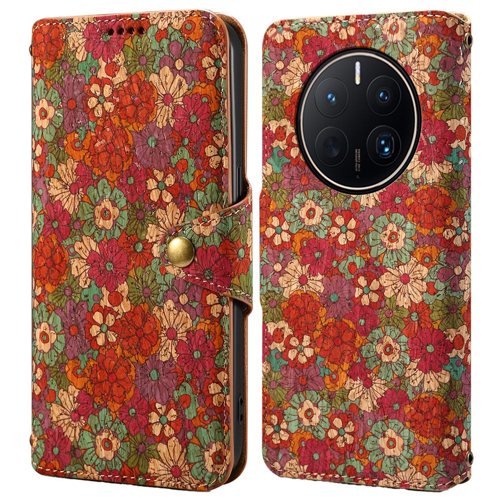 Huawei Mate 50 Pro 4G mobilskal Blommigt Tryck Plånboksfodral Läderfodral med Stativ
