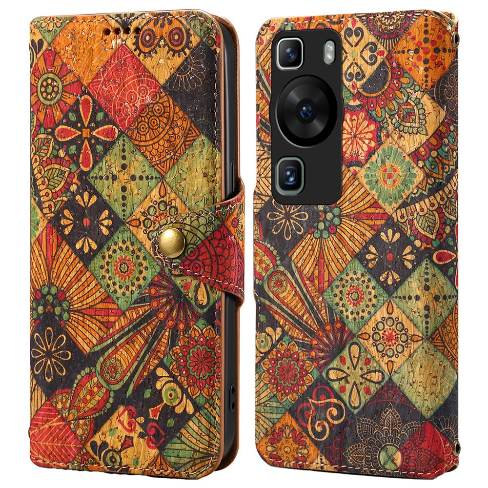 Huawei P60 / P60 Pro Läderfodral Blommigt Tryck Stativ Plånboksfodral