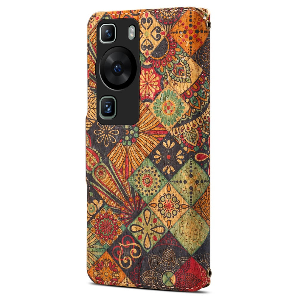 Huawei P60 / P60 Pro Läderfodral Blommigt Tryck Stativ Plånboksfodral