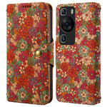 Huawei P60 / P60 Pro Läderfodral Blommigt Tryck Stativ Plånboksfodral