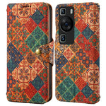 Huawei P60 / P60 Pro Läderfodral Blommigt Tryck Stativ Plånboksfodral