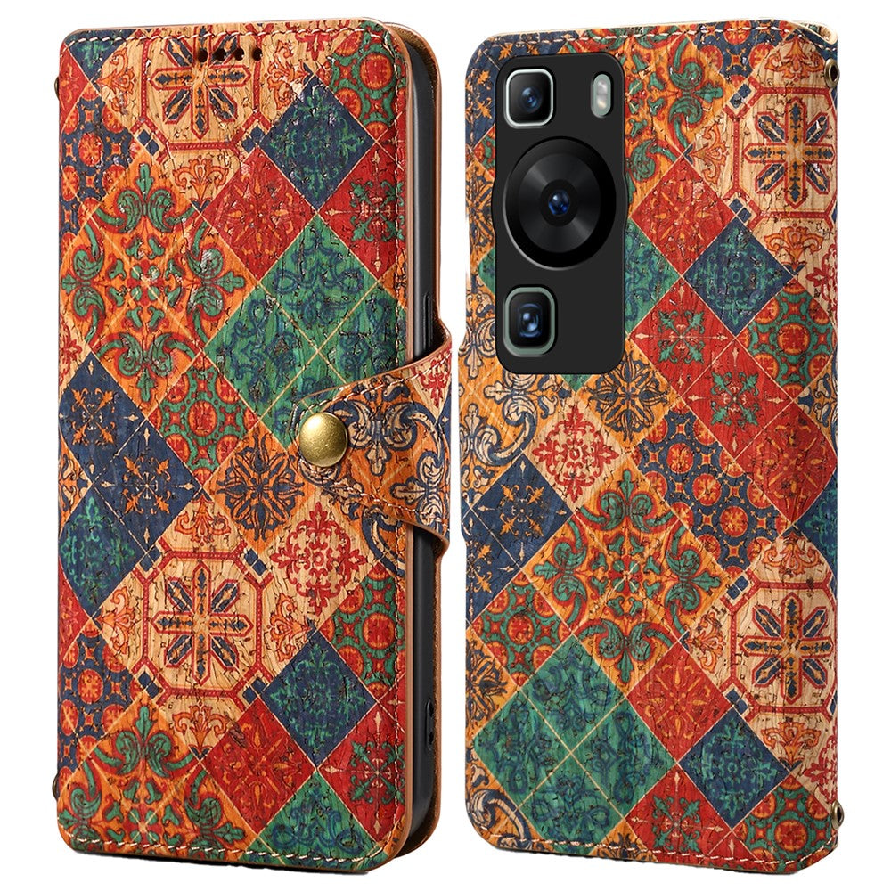 Huawei P60 / P60 Pro Läderfodral Blommigt Tryck Stativ Plånboksfodral