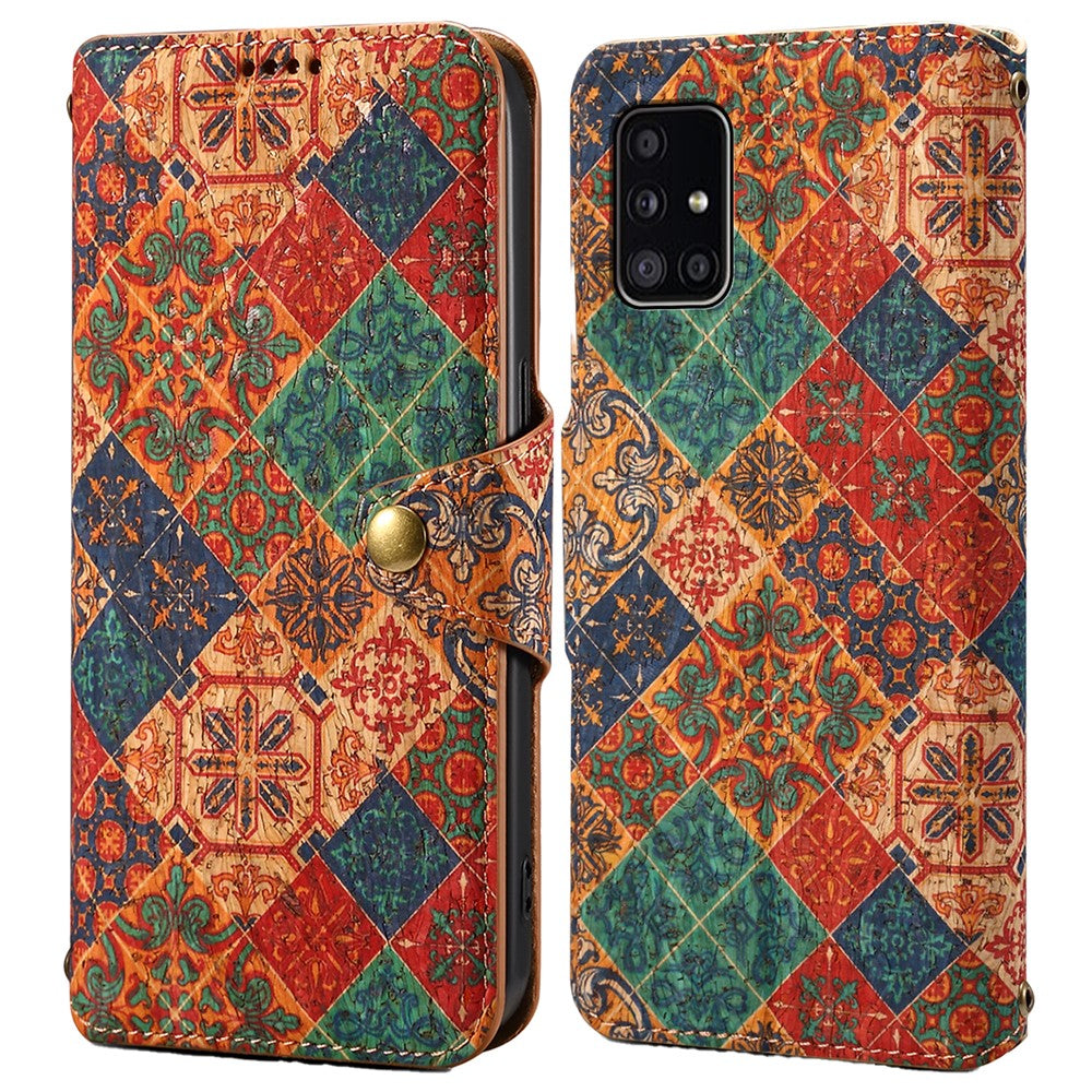 Samsung Galaxy A51 4G SM-A515 Skal Blommönster PU Läder Plånboksfodral