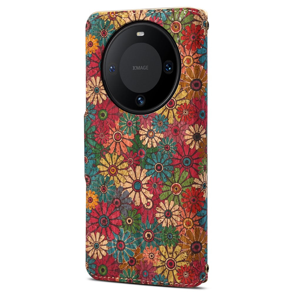 For Huawei Mate 60 Case Floral Printing Leather Phone Case with Wallet