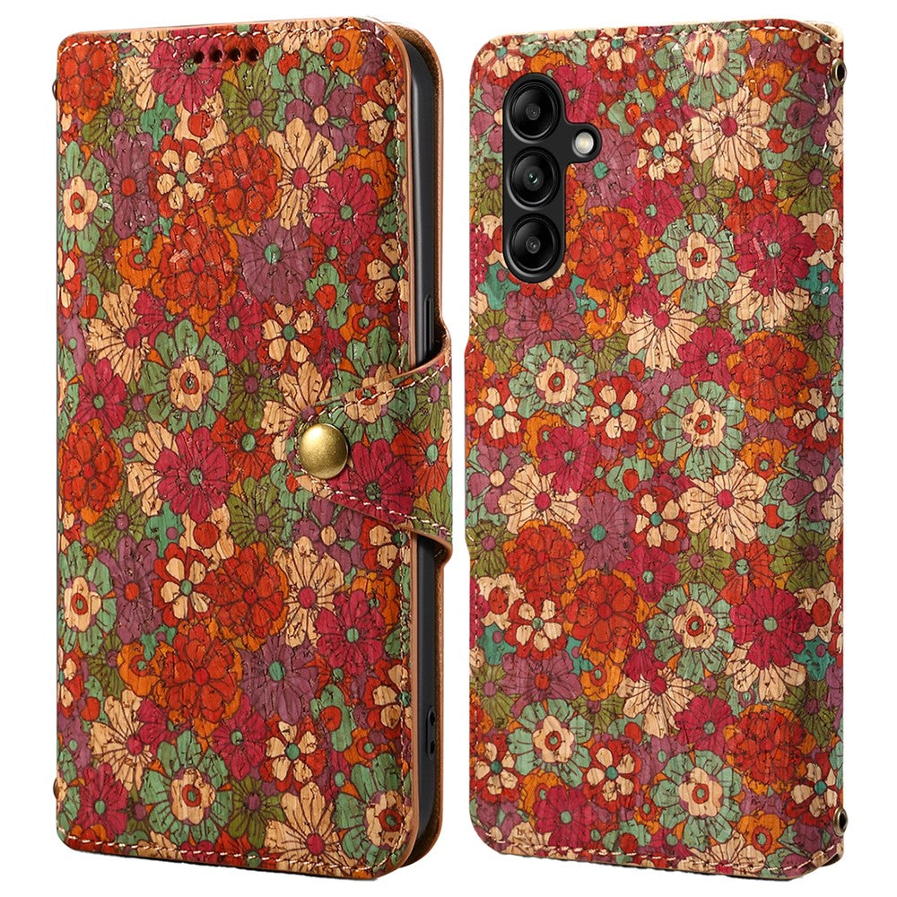 For Samsung Galaxy A05s 4G Case with Card Holder PU Leather Floral Protective Phone Cover