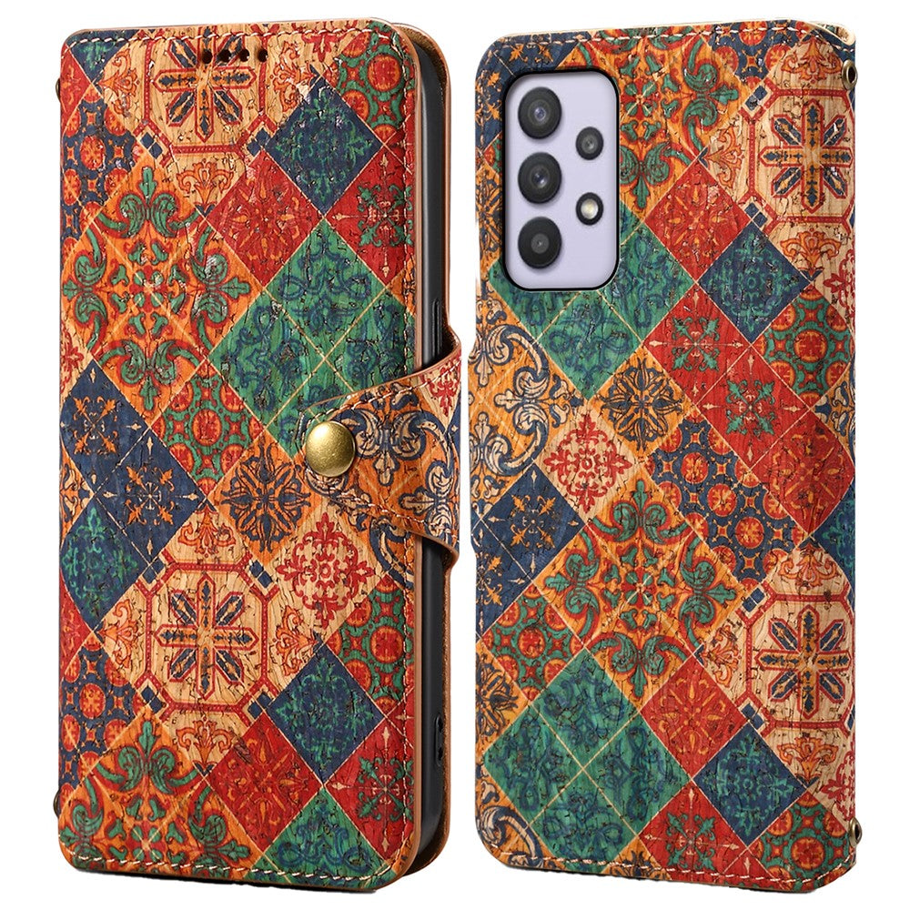 Til Samsung Galaxy A32 5G / M32 5G Pung Telefonetui Mønstertryk Læder Flip Cover med Standfunktion