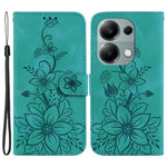 Xiaomi Redmi Note 13 Pro 4G / Poco M6 Pro 4G Läderfodral Blommigt Avtryck Hopfällbart Stativ mobilfodral