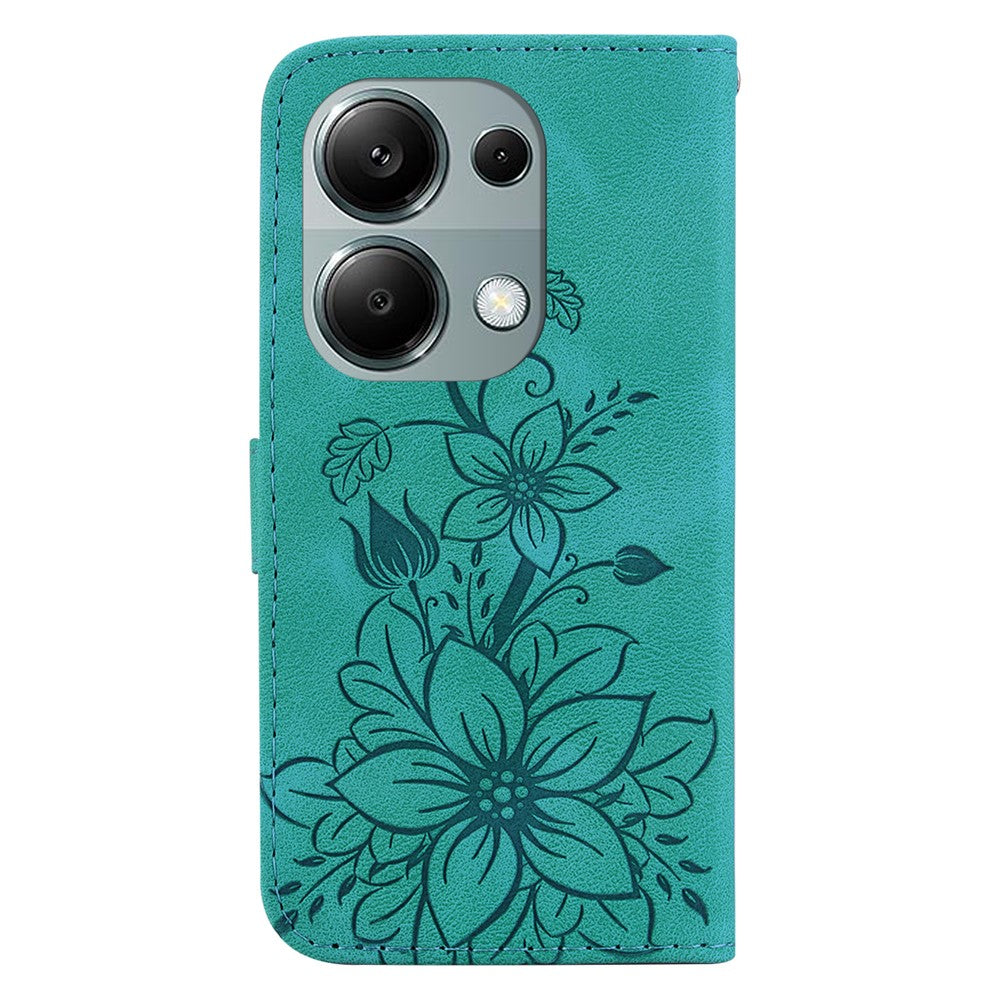 Xiaomi Redmi Note 13 Pro 4G / Poco M6 Pro 4G Läderfodral Blommigt Avtryck Hopfällbart Stativ mobilfodral