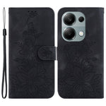 For Xiaomi Redmi Note 13 Pro 4G / Poco M6 Pro 4G Leather Case Flower Imprint Foldable Stand Phone Cover
