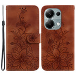 Xiaomi Redmi Note 13 Pro 4G / Poco M6 Pro 4G Läderfodral Blommigt Avtryck Hopfällbart Stativ mobilfodral