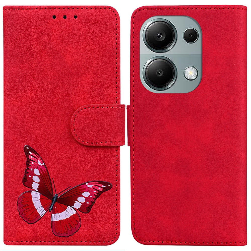 Xiaomi Redmi Note 13 Pro 4G / Poco M6 Pro 4G-skal Fjärils PU-läder Plånboksfodral